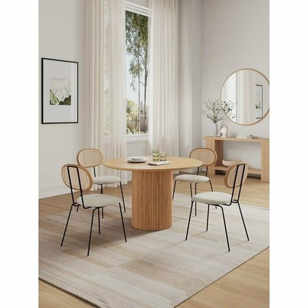 MANHATTAN COMFORT 5-Piece Hathaway 47.24 Round Dining Set in Nature with 4 Jardin Dining Chairs 4-DT03DCCA06-OM